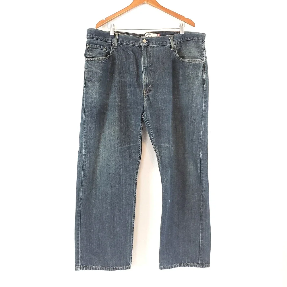 Levi's 559 SIZE 44x30 Relaxed Straight Fit Dark Wash Blue Denim Jeans Mens STAIN